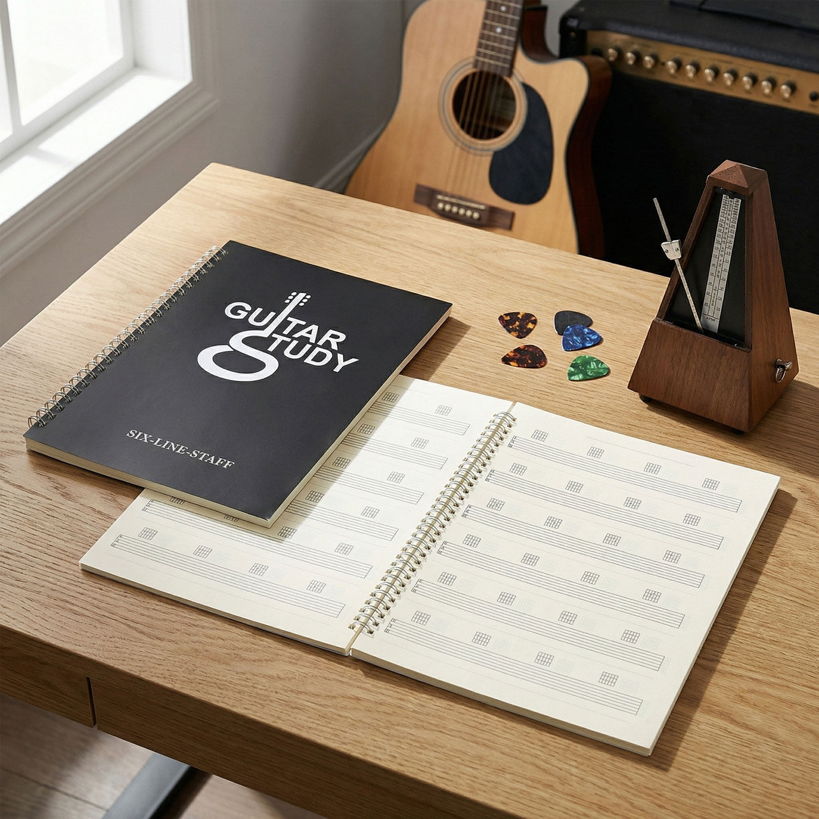 기타 악보 노트 2개 세트, 빈 악보 용지, 6현용 탭 - Blank Sheet Music Notebook 리뷰 및 가격